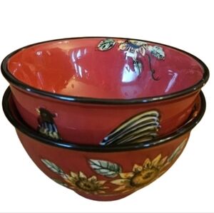 Red Rooster by Maxcera Corp Set Of 2 Bowls